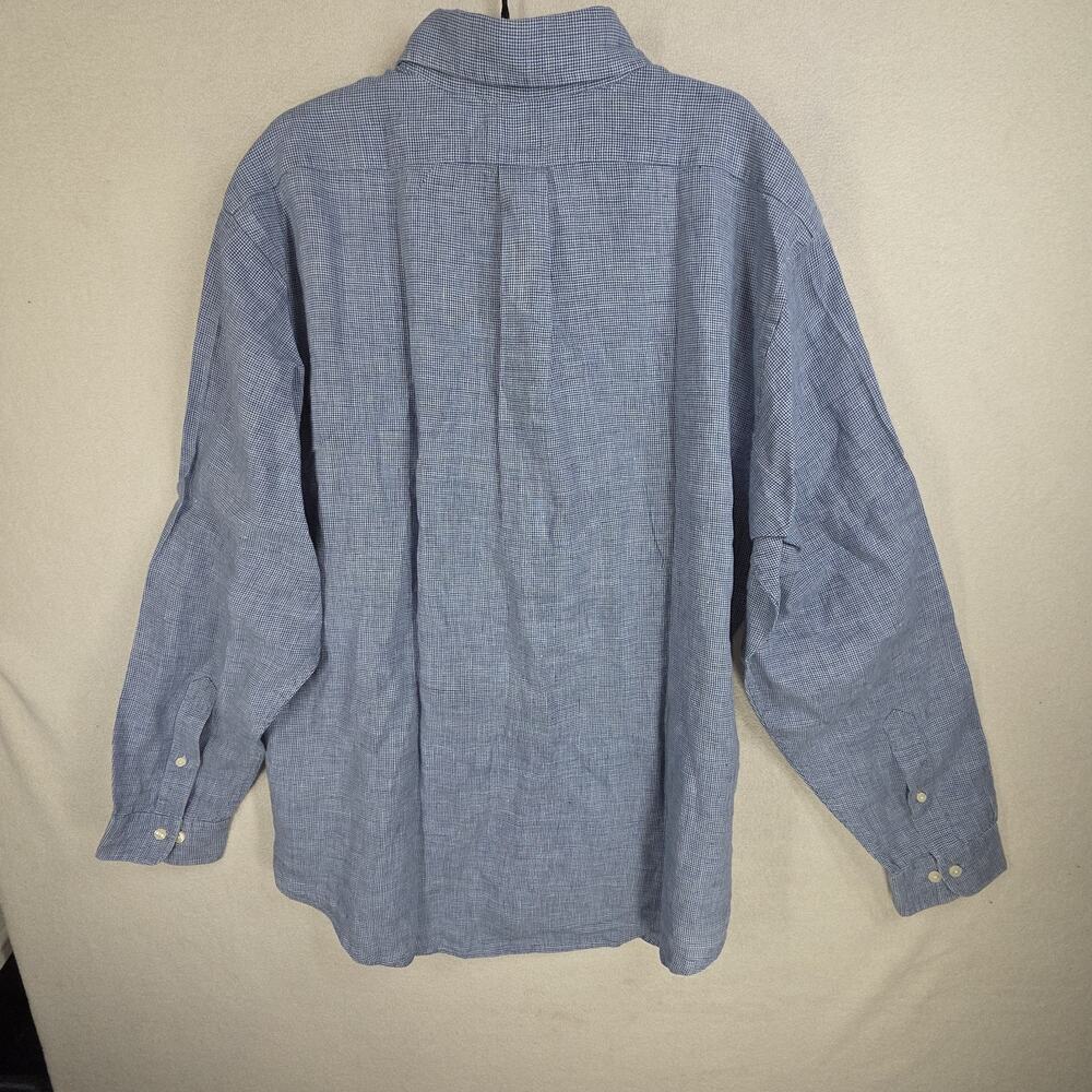 Brooks Brothers Shirt Mens Extra Large XL Blue 100% Linen Collared Preppy Work - Picture 2 of 10